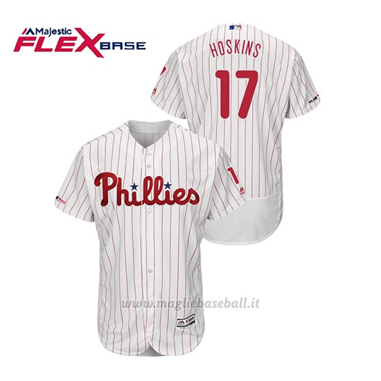Maglia Baseball Uomo Philadelphia Phillies Rhys Hoskins 150th Aniversario Patch Flex Base Bianco